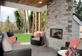 Covered Patio with Outside Fireplace